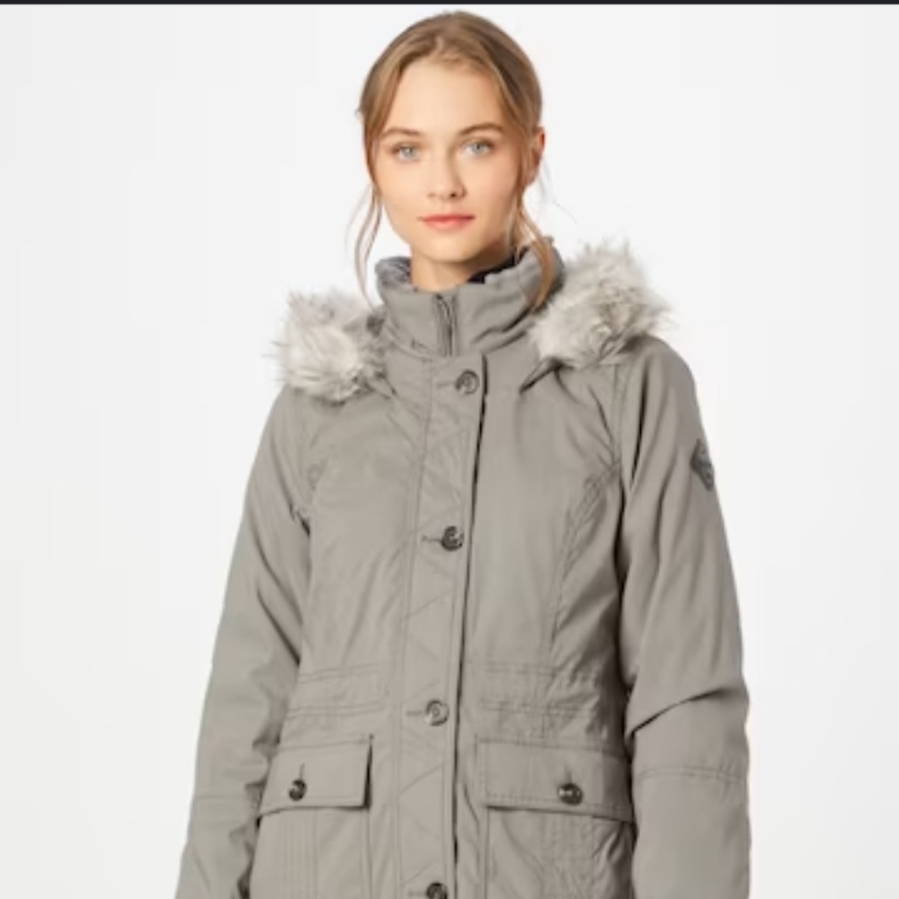 Hollister Women's Gray Jacket/ Parka with Faux Fur Hood Size Large *LIKE NEW* - Picture 4 of 12